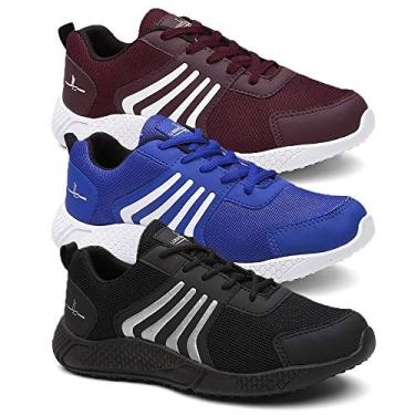Imagem de Kit 3 Pares Tenis Masculino Running Boost Super Leve - Vermelho/Preto/Azul - 39