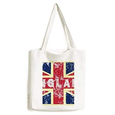 Imagem de Bolsa de lona com ilustração de marca da bandeira do Reino Unido a Union Jack bolsa de compras casual bolsa de mão
