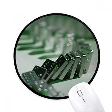 Imagem de Gambling Mahjong Domino Photo Mouse pads redondos antiderrapantes bordas costuradas preto presente de escritório