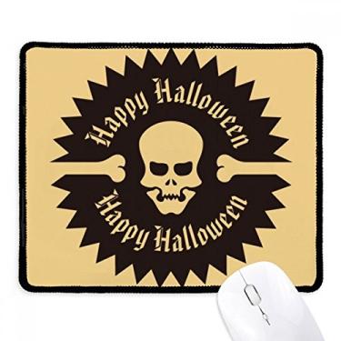 Imagem de Tapete de borracha para jogos de Halloween com estampa circular de caveira e borda costurada