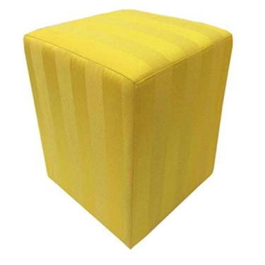 Imagem de Puff Quadrado Jacquard Amarelo Listrado