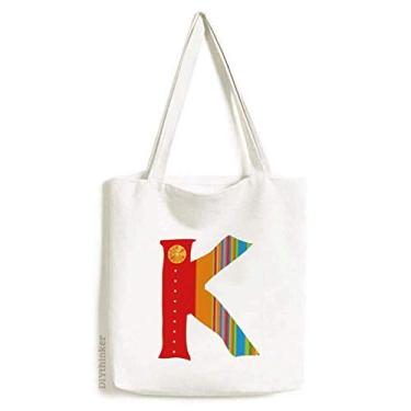 Imagem de K alfabeto bolsa de lona com estampa de frutas laranja bolsa de compras casual