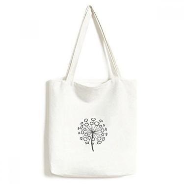 Imagem de Sacola de lona ornamental de plantas de flor dente-de-leão bolsa de compras casual bolsa de mão