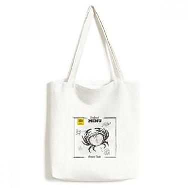 Imagem de Bolsa de lona com estampa de caranguejo de desenho marítimo bolsa de compras casual bolsa de mão