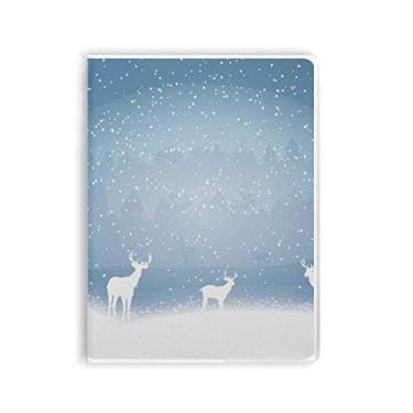 Imagem de Caderno com estampa de floresta de neve e cervo, capa de chiclete, diário de capa macia
