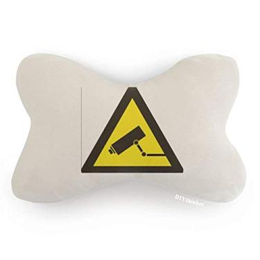Imagem de DIYthinker Símbolo de aviso amarelo preto monitor câmera triângulo carro decoração pescoço almofada almofada almofada apoio de cabeça