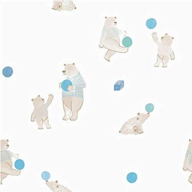 Imagem de Papel De Parede Infantil Brincar 3624 Vinílico Urso Azul