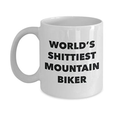 Imagem de Caneca de café Mountain Biker – World Shittiest Mountain Biker – Presentes de motociclista de montanha – Ideia divertida de presente de aniversário