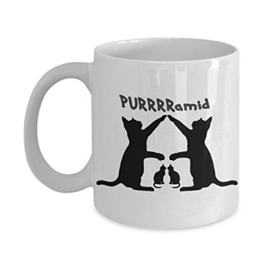 Imagem de Caneca divertida de gatinho – Caneca de café Purrrramid – Presentes para amantes de gatos – Ideia exclusiva de presente de cerâmica