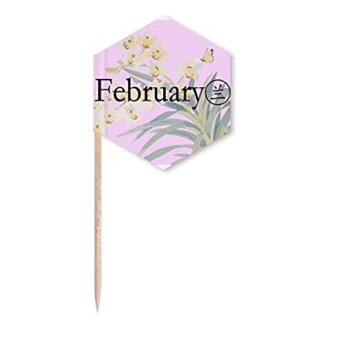 Imagem de Orquídea elegante, design de fevereiro, bandeiras de palito, palitos de cupcake, festa comemoração