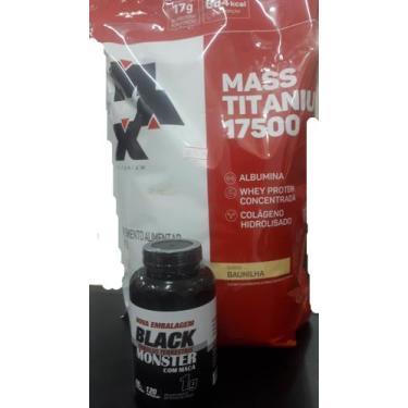 Imagem de Combo Black Monster 120Cps + Hipercalórico Mass Titanium De 3Kg - Max