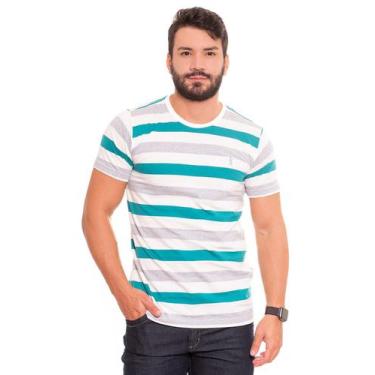 Imagem de Camiseta Masculina Listrada Verde Los Andes Medson - Medson Clothing