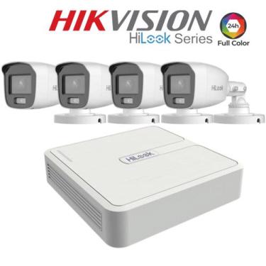 Imagem de Kit 4 Câmeras De Segurança Hilook Hikvision Colorvu 2 Mp Full Hd 1080P