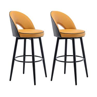 Imagem de Cadeiras de jantar cadeiras de sala de jantar banqueta giratória conjunto de 2, bancos estofados de couro PU premium com encosto para pub casa bar sala de jantar tudo está bem
