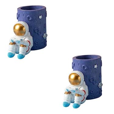 Imagem de SEWACC 2 Pçs Suporte De Caneta Cool Desk Gadgets Organizador De Artigos De Papelaria Para Astronauta Decoração De Mesa Suprimentos De Mesa Porta-Pincel De Maquiagem Suporte De Mesa Para