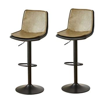 Imagem de Cadeiras de jantar cadeiras de sala de jantar bancos de bar conjunto de 1/2 banquetas de bar de couro PU estofadas altura balcão, cadeiras de bar de metal giratórias com encosto alto ajustável banquetas de ilha de cozinha tudo está bem