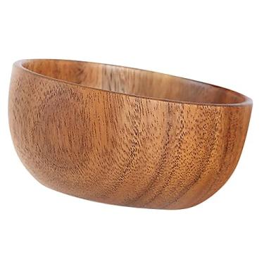 Imagem de UPKOCH Tigela De Madeira Plana Tigelas De Arroz Japonês Recipientes Para Comida Tigelas De Salada De Madeira Tigela De Macarrão De Madeira Tigela De Salada De Frutas Ramen De Madeira