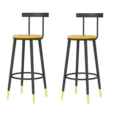 Imagem de Cadeiras de sala de jantar cadeiras de sala de jantar tamboretes altos com encosto, tamboretes de almofada de madeira maciça ecológicos para bistro sala de jantar pequeno-almoço ilha de cozinha pernas de ferro forjado de metal Everything