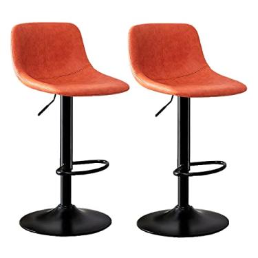 Imagem de Cadeiras de jantar cadeiras de sala de jantar conjunto de 2 bancos de bar com almofada macia de poliuretano, bancos de bar giratórios ajustáveis, bancos de balcão com altura de encosto alto, carrega até 150 kg Tudo está bem