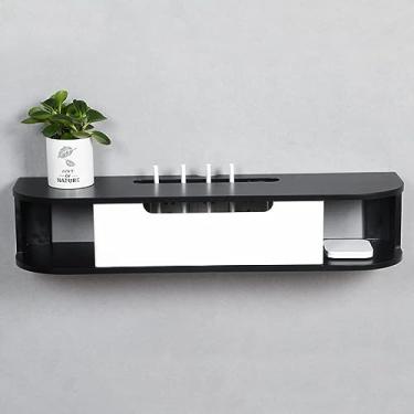 Imagem de Suporte flutuante para TV, gabinete flutuante de TV, de madeira, com espaço de armazenamento aberto, montado na parede, unidade de TV, componente de prateleira com gerenciamento de cabos, gabinete de TV Hello