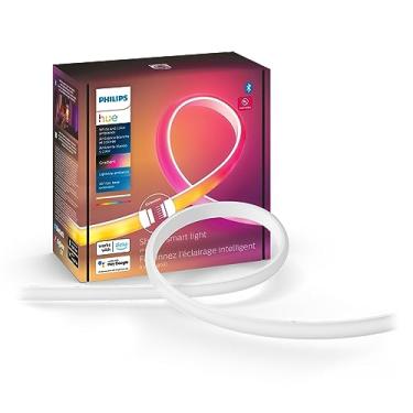 Imagem de Philips Hue Bluetooth Gradient Ambiance Smart Lightstrip 3ft Extension NO Plug, (Muticolor Strip, Works with Apple Homekit and Google Home), White