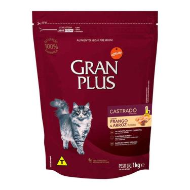 Imagem de Ração Gran Plus Gatos Adultos Castrados Frango e Arroz 1kg