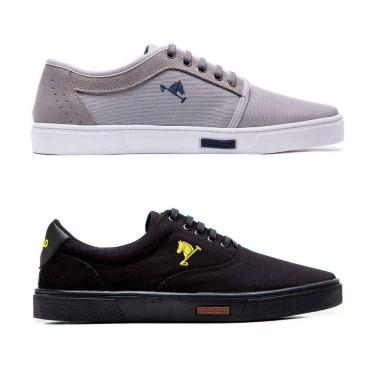Imagem de Tênis Masculino Polo Joy Casual Em Lona Solado Reto Kit 2