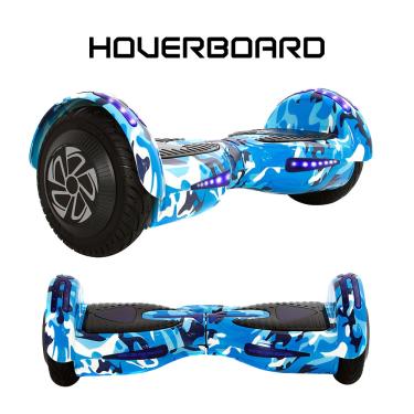 Imagem de Skate Eletrico 8 Azul Militar Hoverboard Bluetooth e Led