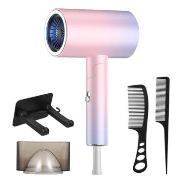 Imagem de CIADAZ Secador de cabelo dobrável portátil 1900W Secadores de cabelo de secagem rápida Vento quente e frio Ferramenta de modelagem de cabelo com pente de suporte concentrador para uso em viagens domés