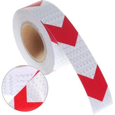 Imagem de Faixa Refletiva Sinalizaçao Segurança 25 Metros Vermelho e Branco Flexivel Caminhao Estrada Anti Acidente Transito