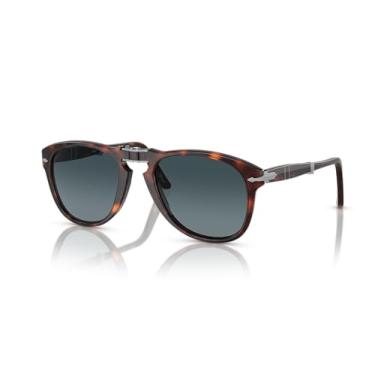 Imagem de Óculos de sol de aviador Persol PO0714, Havana/Crystal Blue Gradient Polarized, 54 mm