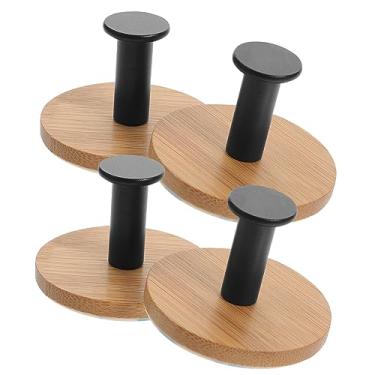 Imagem de HEMOTON 4 Pcs gancho pegajoso de bambu cabide infantil cabides de chapéu decoração mochila gancho para roupão ganchos para casacos infantis Montado na parede gancho de roupas