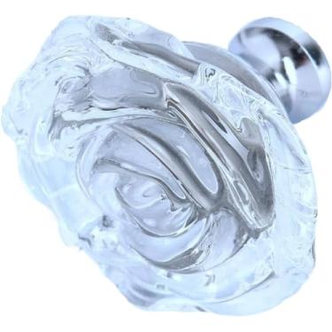 Imagem de Puxadores de armário, puxador de gaveta, puxadores de gaveta pequenos Pacote com 10 puxadores de rosa esculpidos em cristal gaveta guarda-roupa de vidro para chuveiro maçaneta da porta do ar