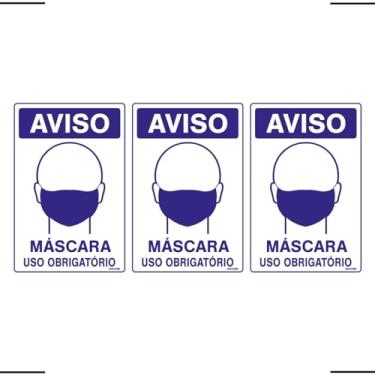 Imagem de Combo 3 Placas De Sinalização Aviso Máscara Uso Obrigatório 20x30 Ekomunike - P-37/4 F9e