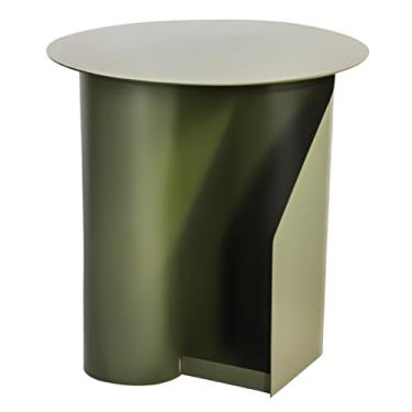 Imagem de Mesa Lateral Redonda Moderna, Mesa Lateral De Metal Colorida Com Espaço De Armazenamento, Mesa Final Para Sala De Estar, Escritório, Espaço Pequeno (Color : Green 1, Size : 45x47cm(17.71x18.5in))