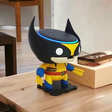 Imagem de Suporte Alexa Echo Dot 3 Wolverine - Presente, decoração criativa, música, som, stand de mesa Amazon, Marvel, Disney