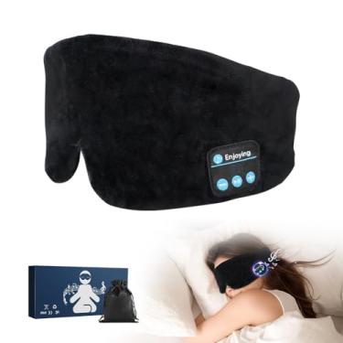Imagem de Tapa Olho Máscara Para Dormir Bluetooth Com Fone De Ouvido Bluetooth Sem Fio Macio Os Olhos Máscara de olhos confortável (Preto)