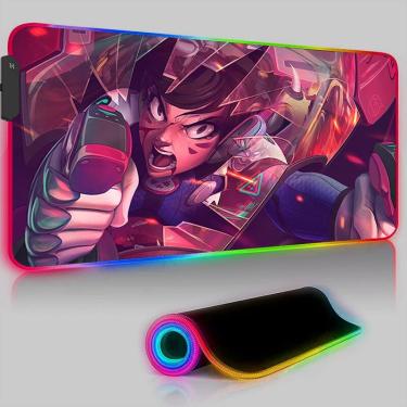 Imagem de Overwatch D.Va LED Flash Backlight Pad  PC Mouse Pad  Anime Girl Game Cabinet  Tapete para Notebook