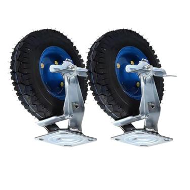 Imagem de com rodízios giratórios de freio, rodízios de borracha silenciosos, roda de transporte industrial de carrinho, 150 mm, 200 mm, 250 mm, rodízio fixo, 2 peças, conjunto de rodízios resistentes, com