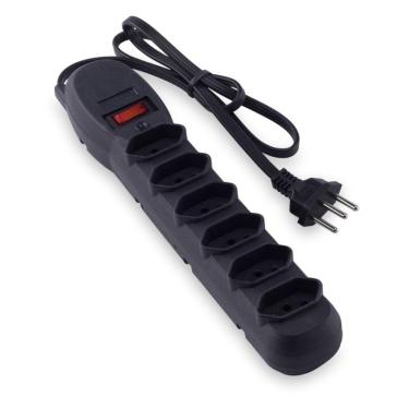 Imagem de Filtro de linha 6 tomadas Forceline - Bivolt - Cabo 0,8 metros - Preto - 0060605006