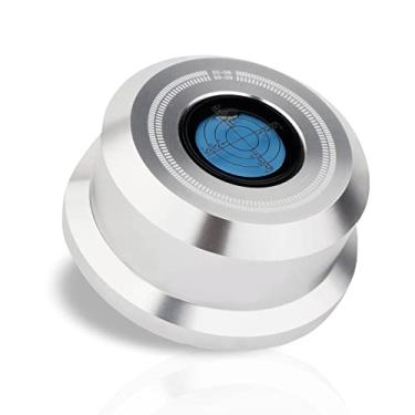 Imagem de Monosadio 3 em 1 Estabilizador de peso audiófilo 60Hz toca-discos de alumínio 320G para discos de vinil com nível de bolha de alta precisão para toca-discos de vinil LP (prata)