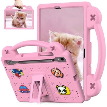 Imagem de Sfulatdc Capa infantil para tablet Samsung Tab S10 Lite/S10 FE/S9 FE/S8, suporte integrado e alça à prova de choque, capa fofa compatível com Galaxy S9 de 11 polegadas (SM-X710/X716B/X718U) rosa
