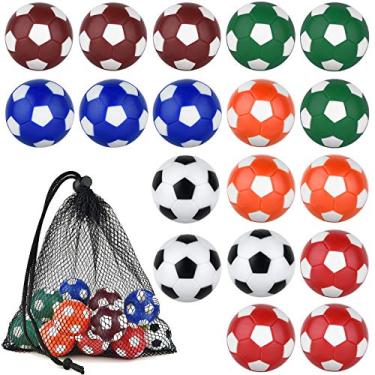Imagem de Coopay 18 bolas de pebolim de 32 mm, bolas de substituição multicoloridas de futebol para jogo de mesa oficial com um saco de cordão preto (pentágono multicolorido)