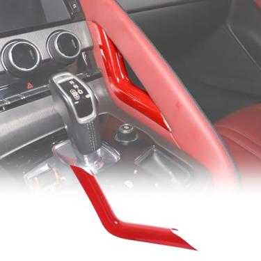 Imagem de Daeiclru Capa de acabamento lateral do painel de mudança de marchas do console central compatível com Jaguar F-Type 2013-2024, tira de acabamento do lado direito da mudança de marchas do carro ABS,