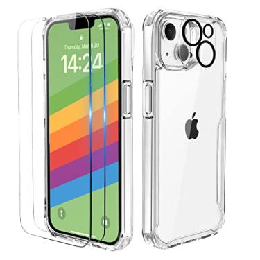 Imagem de ORETECH [4-in-1] Capa para iPhone 14, com [2X vidro temperado de vidro, 1 x câmara protetor de ecrã e capa transparente] anti-riscos capa Bumper Case para iPhone 14 6,1" clara