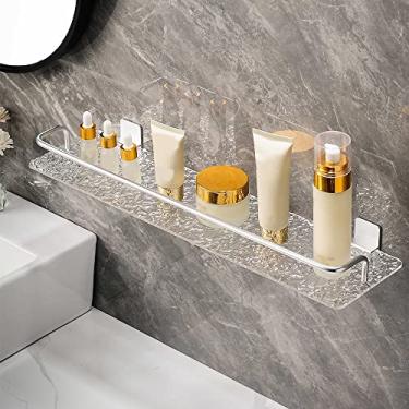 Imagem de Prateleiras de chuveiro Rack de armazenamento de banheiro, toalheiro montado na parede, suporte de armazenamento de prata acrílico, organizador de prateleira de chuveiro (Cor: A, Tamanho: 60 cm)