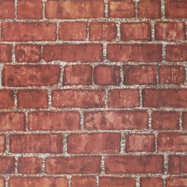 Imagem de Decoroom Papel de parede tijolo vermelho/laranja, descasque e cole, papel de parede vintage de tijolo falso para lareira em papel de parede, papel de contato à prova d'água texturizado autoadesivo