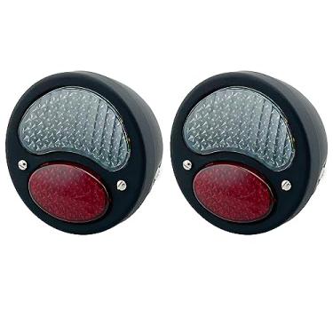 Imagem de FATECIM 2 luzes traseiras Duolamp LED vintage 12 V indicador de parada traseira com setas e lâmpada de placa de carro, lente vermelha fumê, universal para Ford modelo A Hot Street Rat Rod clássico