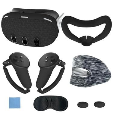 Imagem de Conjunto de 7 peças de acessórios VR para Meta Quest 3 Controller Grips Face Cover Anti-Fall VR Capa protetora VR Headset Cover Controller Grips Cover 7 em 1 Set/847