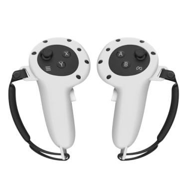 Imagem de 1 par de capa de punhos de controlador de silicone compatível com acessórios Meta Quest 3, anti-choque anti-queda com alça ajustável esquerda e direita para punhos de controlador Meta Quest 3/936